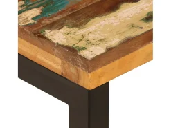 Mesa de centro de madera maciza reciclada y acero 100x50x35 cm
