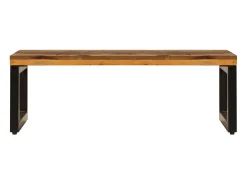 Mesa de centro de madera maciza reciclada y acero 100x50x35 cm