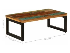 Mesa de centro de madera maciza reciclada y acero 100x50x35 cm