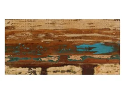 Mesa de centro de madera maciza reciclada y acero 100x50x35 cm