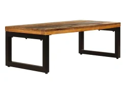 Mesa de centro de madera maciza reciclada y acero 100x50x35 cm