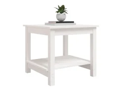 Mesa de centro de madera maciza de pino blanca 50x50x45 cm