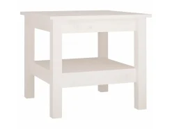 Mesa de centro de madera maciza de pino blanco 45x45x40 cm ES48229