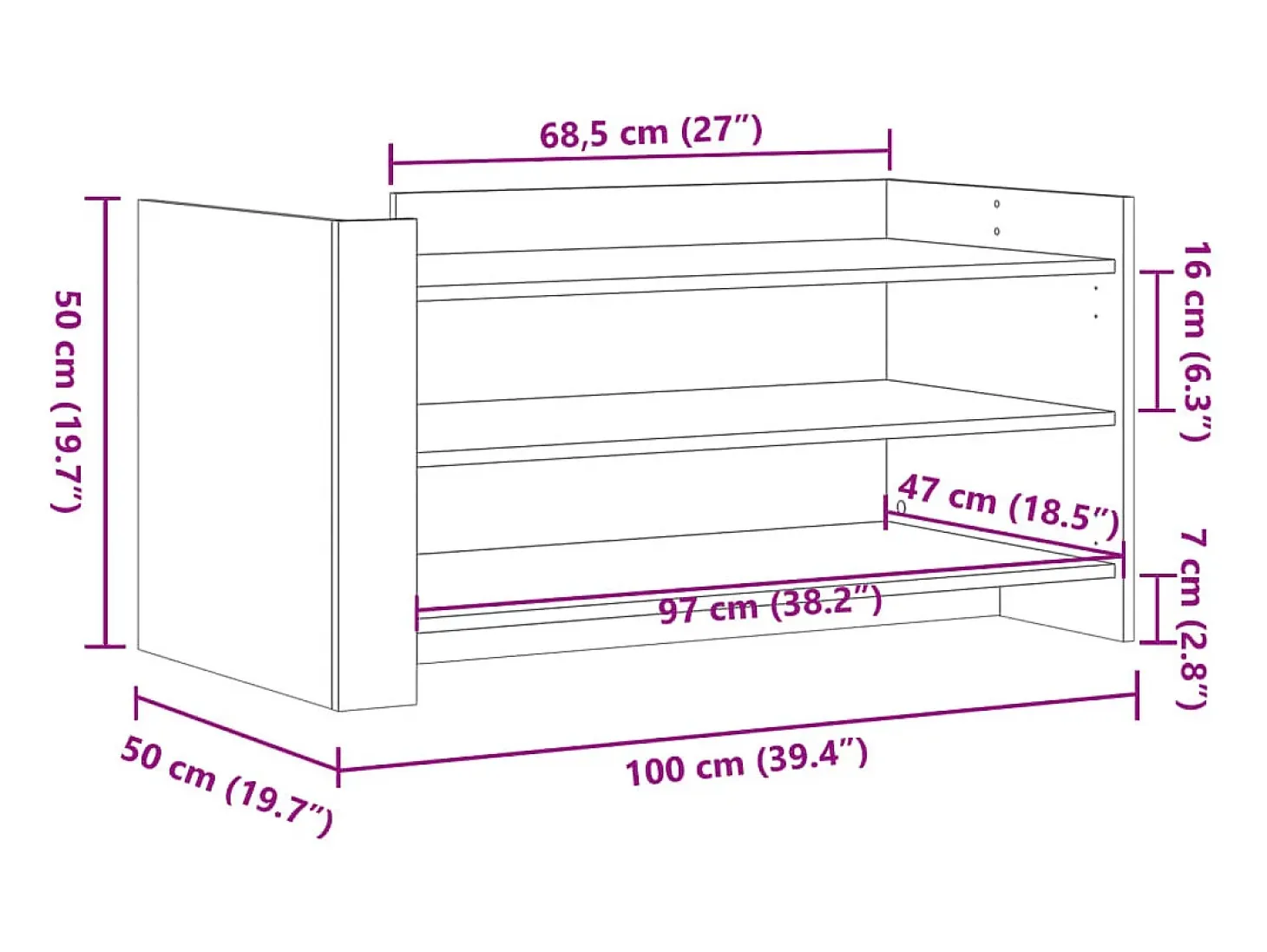 Mesa de centro de madera de ingeniería negra 100x50x50 cm
