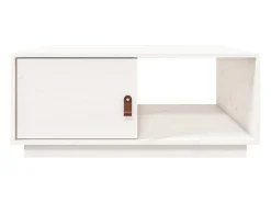 Mesa de centro de madera maciza de pino blanco 80x50x35,5 cm