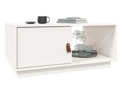 Mesa de centro de madera maciza de pino blanco 80x50x35,5 cm