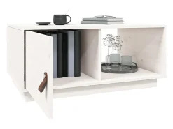 Mesa de centro de madera maciza de pino blanco 80x50x35,5 cm