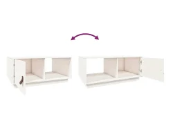 Mesa de centro de madera maciza de pino blanco 80x50x35,5 cm
