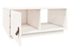 Mesa de centro de madera maciza de pino blanco 80x50x35,5 cm