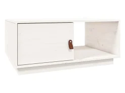 Mesa de centro de madera maciza de pino blanco 80x50x35,5 cm