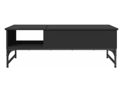 Mesa de centro de madera ingeniería y metal negro 100x50x35 cm
