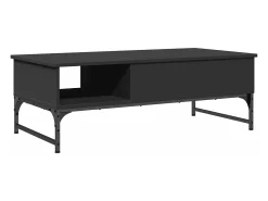 Mesa de centro de madera ingeniería y metal negro 100x50x35 cm
