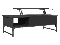 Mesa de centro de madera ingeniería y metal negro 100x50x35 cm