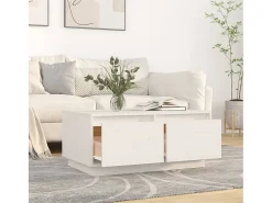 Mesa de centro de madera maciza de pino blanco 80x50x35 cm