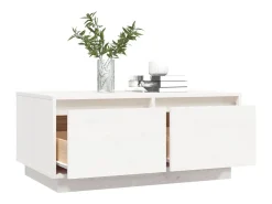 Mesa de centro de madera maciza de pino blanco 80x50x35 cm