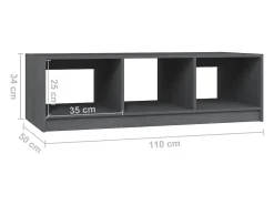 Mesa de centro de madera maciza de pino gris 110x50x34 cm