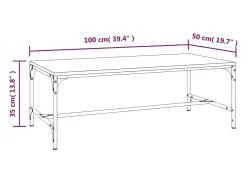 Mesa de centro de madera contrachapada negro 100x50x35 cm