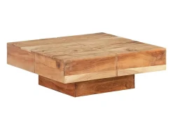 Mesa de centro de madera maciza de acacia 80x80x28 cm