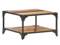 Mesa de centro de madera maciza reciclada 60x60x35 cm