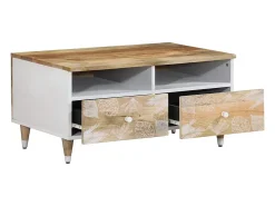 Mesa de centro de madera maciza mango 80x54x40 cm