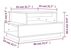 Mesa de centro de madera maciza de pino 80x55x40,5 cm