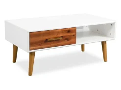 Mesa de centro de madera de acacia maciza 90x50x40 cm