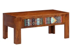 Mesa de centro de madera maciza de acacia 90x50x40 cm