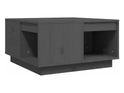Mesa de centro de madera maciza de pino gris 60x61x32,5 cm