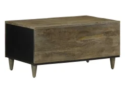 Mesa de centro de madera maciza de mango gris claro 80x50x40 cm
