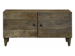 Mesa de centro de madera maciza de mango gris claro 80x50x40 cm