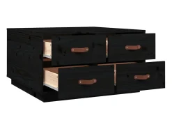 Mesa de centro de madera maciza de pino negro 80x80x45 cm