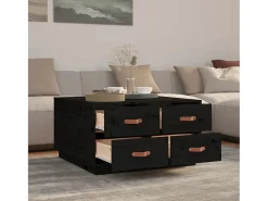 Mesa de centro de madera maciza de pino negro 80x80x45 cm