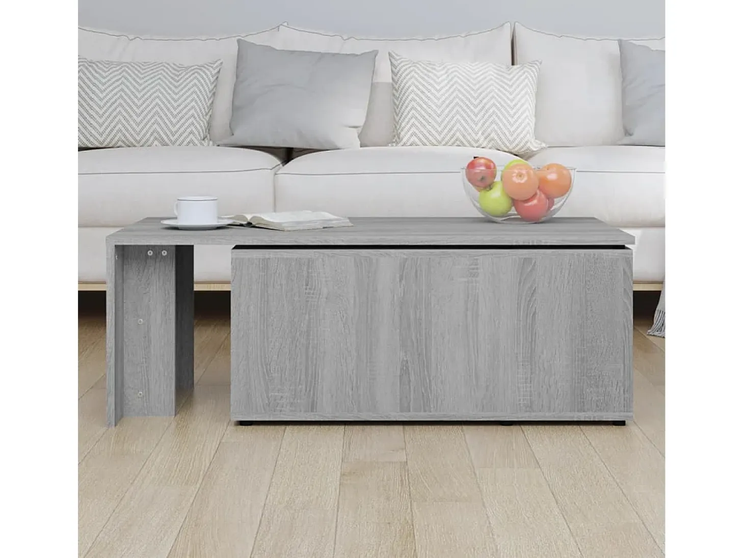 Mesa de centro de madera contrachapada gris Sonoma 150x50x35 cm