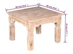 Mesa de centro de madera de acacia 60x60x45 cm