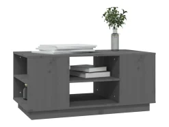 Mesa de centro de madera maciza de pino gris 90x49x40,5 cm
