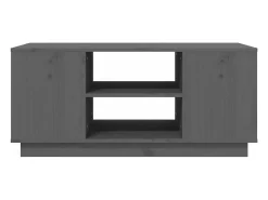 Mesa de centro de madera maciza de pino gris 90x49x40,5 cm