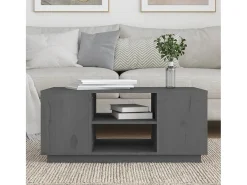 Mesa de centro de madera maciza de pino gris 90x49x40,5 cm
