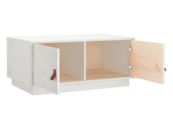 Mesa de centro de madera maciza de pino blanco 80x50x35 cm