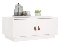 Mesa de centro de madera maciza de pino blanco 80x50x35 cm