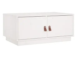 Mesa de centro de madera maciza de pino blanco 80x50x35 cm