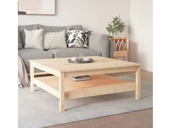 Mesa de centro de madera maciza de pino 100x100x40 cm