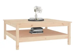 Mesa de centro de madera maciza de pino 100x100x40 cm