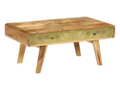 Mesa de centro de madera maciza de mango 90x50x40 cm