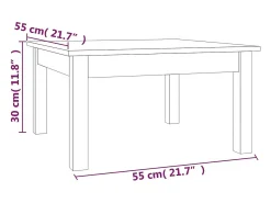 Mesa de centro de madera maciza de pino negro 55x55x30 cm