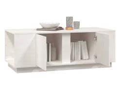 Mesa de centro de madera maciza de pino blanco 110x50x40 cm