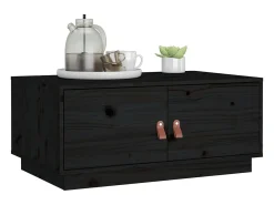 Mesa de centro de madera maciza de pino negro 80x50x35 cm