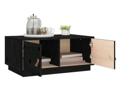Mesa de centro de madera maciza de pino negro 80x50x35 cm