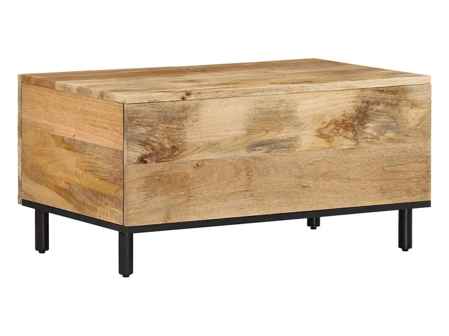 Mesa de centro de madera maciza de mango 80x50x40 cm