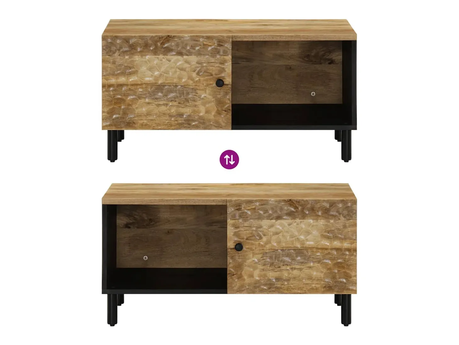 Mesa de centro de madera maciza de mango 80x50x40 cm