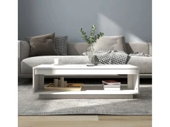 Mesa de centro de madera maciza de pino blanco 110x50x33,5 cm